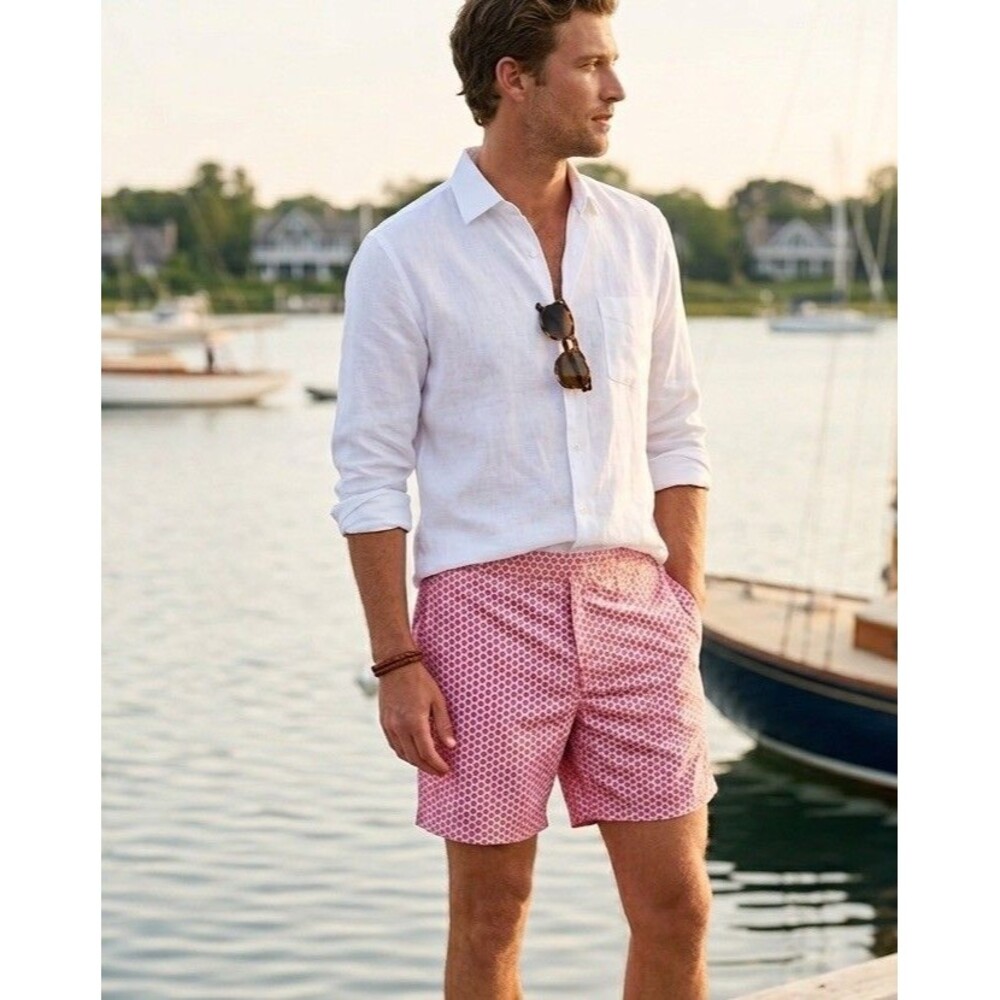 Zachary Prell Men's 32 Grapefruit Swim Trunks Pink Peach Luxury Coastal Resort